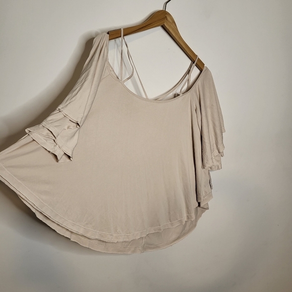 🔥ABSOLUTE FINAL!💲⬇️Free People Cold Shoulder Styled Blouse, Size L ~ EUC - Picture 4 of 11